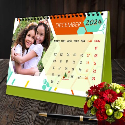 2024 Personalized Desktop Calendar | Table top Photo Calendar | 9 x 6 Inches Horizontal Design 08 14