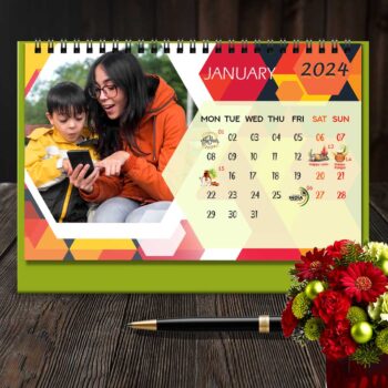 2024 Personalized Desktop Calendar | Table top Photo Calendar | 9 x 6 Inches Horizontal Design 08 17