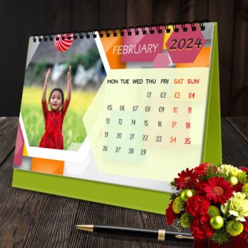 2024 Personalized Desktop Calendar | Table top Photo Calendar | 9 x 6 Inches Horizontal Design 08 18