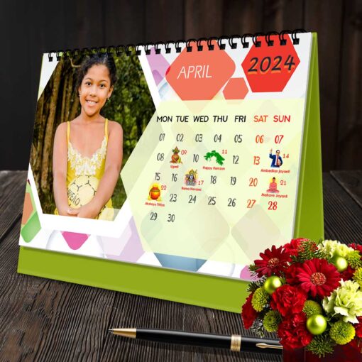2024 Personalized Desktop Calendar | Table top Photo Calendar | 9 x 6 Inches Horizontal Design 08 6