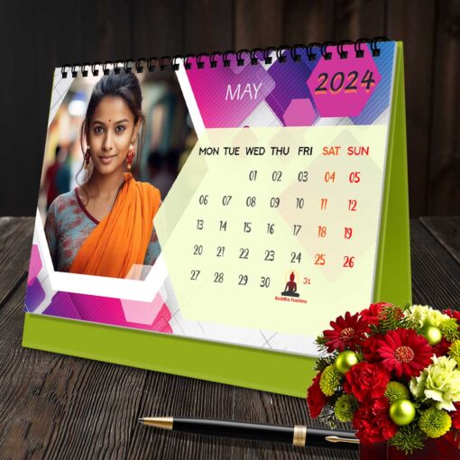 2024 Personalized Desktop Calendar | Table top Photo Calendar | 9 x 6 Inches Horizontal Design 08 7