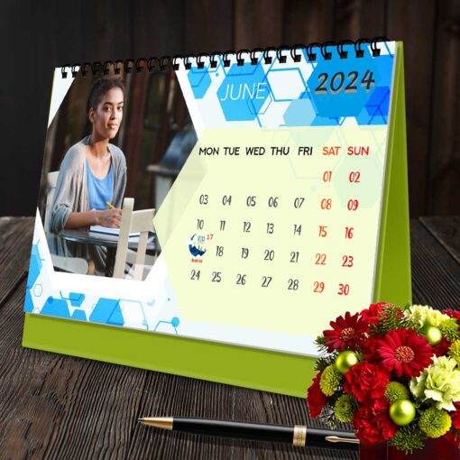 2024 Personalized Desktop Calendar | Table top Photo Calendar | 9 x 6 Inches Horizontal Design 08 8