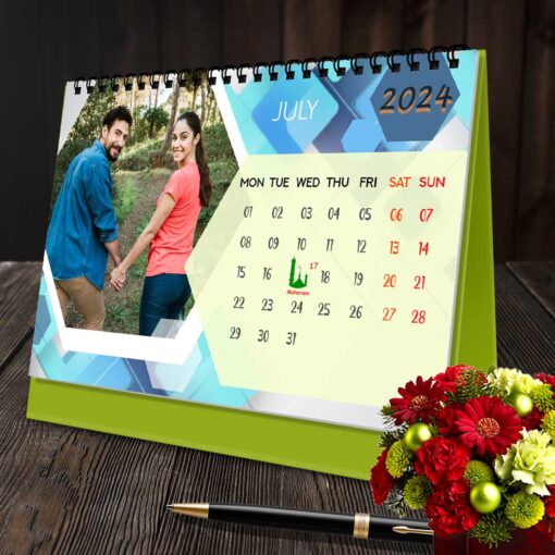 2024 Personalized Desktop Calendar | Table top Photo Calendar | 9 x 6 Inches Horizontal Design 08 9