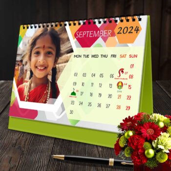 2024 Personalized Desktop Calendar | Table top Photo Calendar | 9 x 6 Inches Horizontal Design 08 25