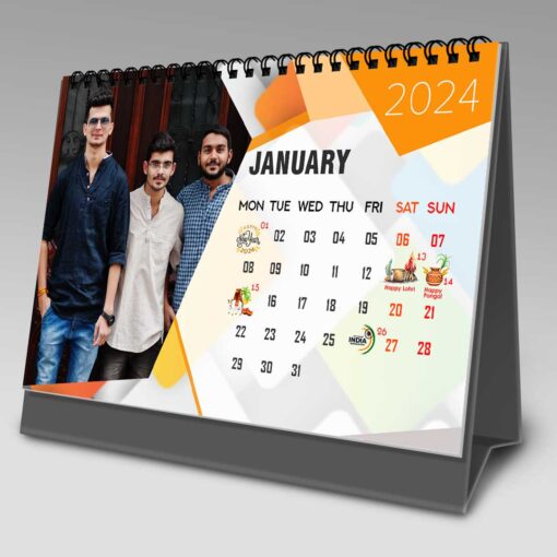 2024 Personalized Desktop Calendar | Table top Photo Calendar | 9 x 6 Inches Horizontal Design 09 1