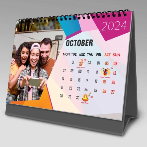 2024 Personalized Desktop Calendar | Table top Photo Calendar | 9 x 6 Inches Horizontal Design 09 12