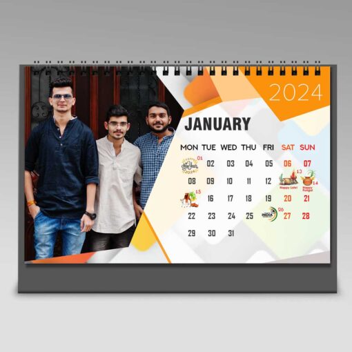2024 Personalized Desktop Calendar | Table top Photo Calendar | 9 x 6 Inches Horizontal Design 09 3