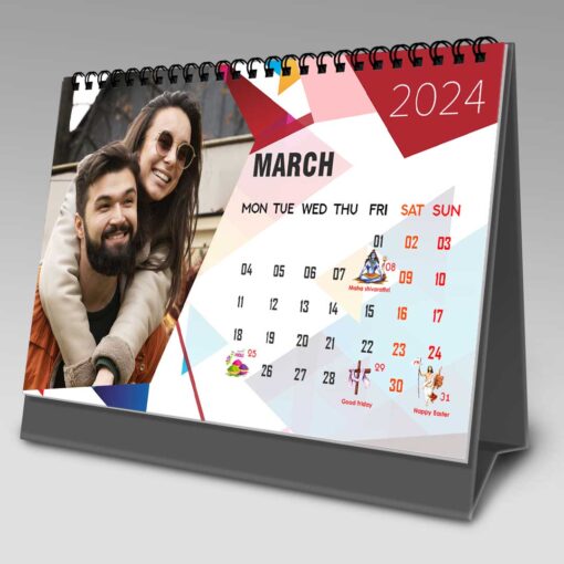 2024 Personalized Desktop Calendar | Table top Photo Calendar | 9 x 6 Inches Horizontal Design 09 5