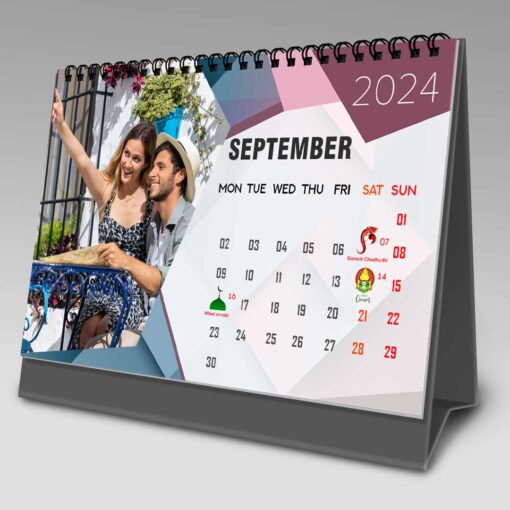 2024 Personalized Desktop Calendar | Table top Photo Calendar | 9 x 6 Inches Horizontal Design 09 11