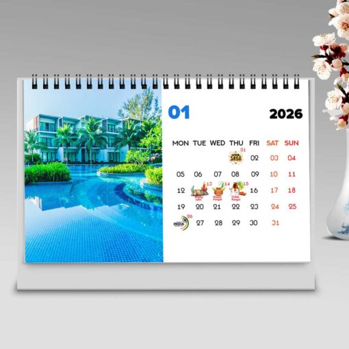 2026 Personalized Desktop Calendar | Table top Photo Calendar | 9 x 6 Inches Horizontal Design 01 - Image 2