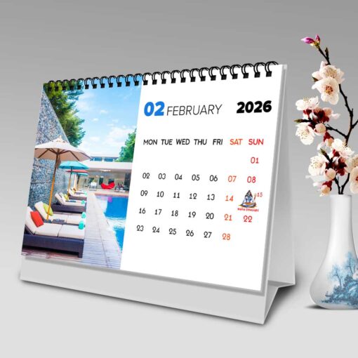 2026 Personalized Desktop Calendar | Table top Photo Calendar | 9 x 6 Inches Horizontal Design 01 - Image 4