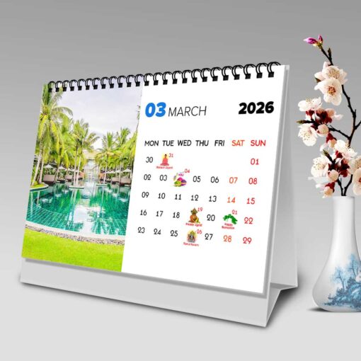 2026 Personalized Desktop Calendar | Table top Photo Calendar | 9 x 6 Inches Horizontal Design 01 - Image 5