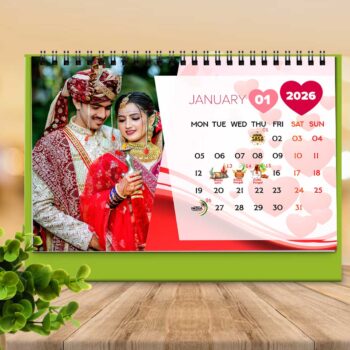 2026 Personalized Desktop Calendar | Table top Photo Calendar | 9 x 6 Inches Horizontal Design 02 2