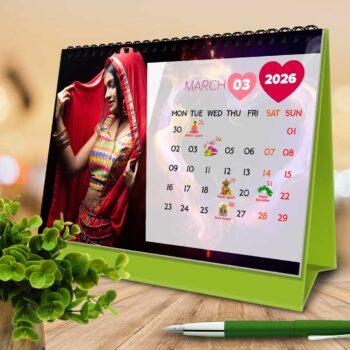 2026 Personalized Desktop Calendar | Table top Photo Calendar | 9 x 6 Inches Horizontal Design 02 4