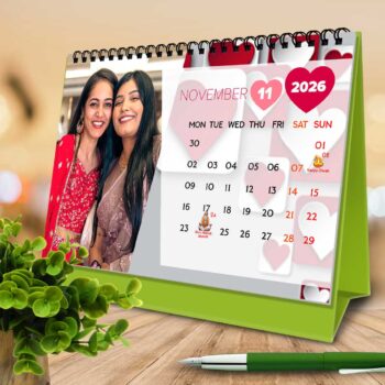 2026 Personalized Desktop Calendar | Table top Photo Calendar | 9 x 6 Inches Horizontal Design 02 12