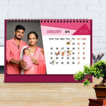 Alternative view of 2026 Personalized Desktop Calendar | Table top Photo Calendar | 9 x 6 Inches Horizontal Design 03
