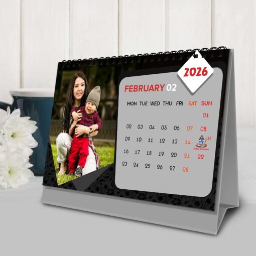 2026 Personalized Desktop Calendar | Table top Photo Calendar | 9 x 6 Inches Horizontal Design 06 - Image 4