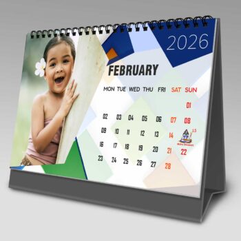 2026 Personalized Desktop Calendar | Table top Photo Calendar | 9 x 6 Inches Horizontal Design 09 3