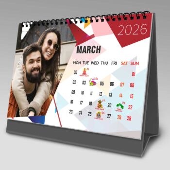 2026 Personalized Desktop Calendar | Table top Photo Calendar | 9 x 6 Inches Horizontal Design 09 4