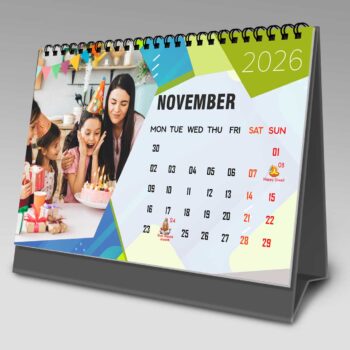 2026 Personalized Desktop Calendar | Table top Photo Calendar | 9 x 6 Inches Horizontal Design 09 12