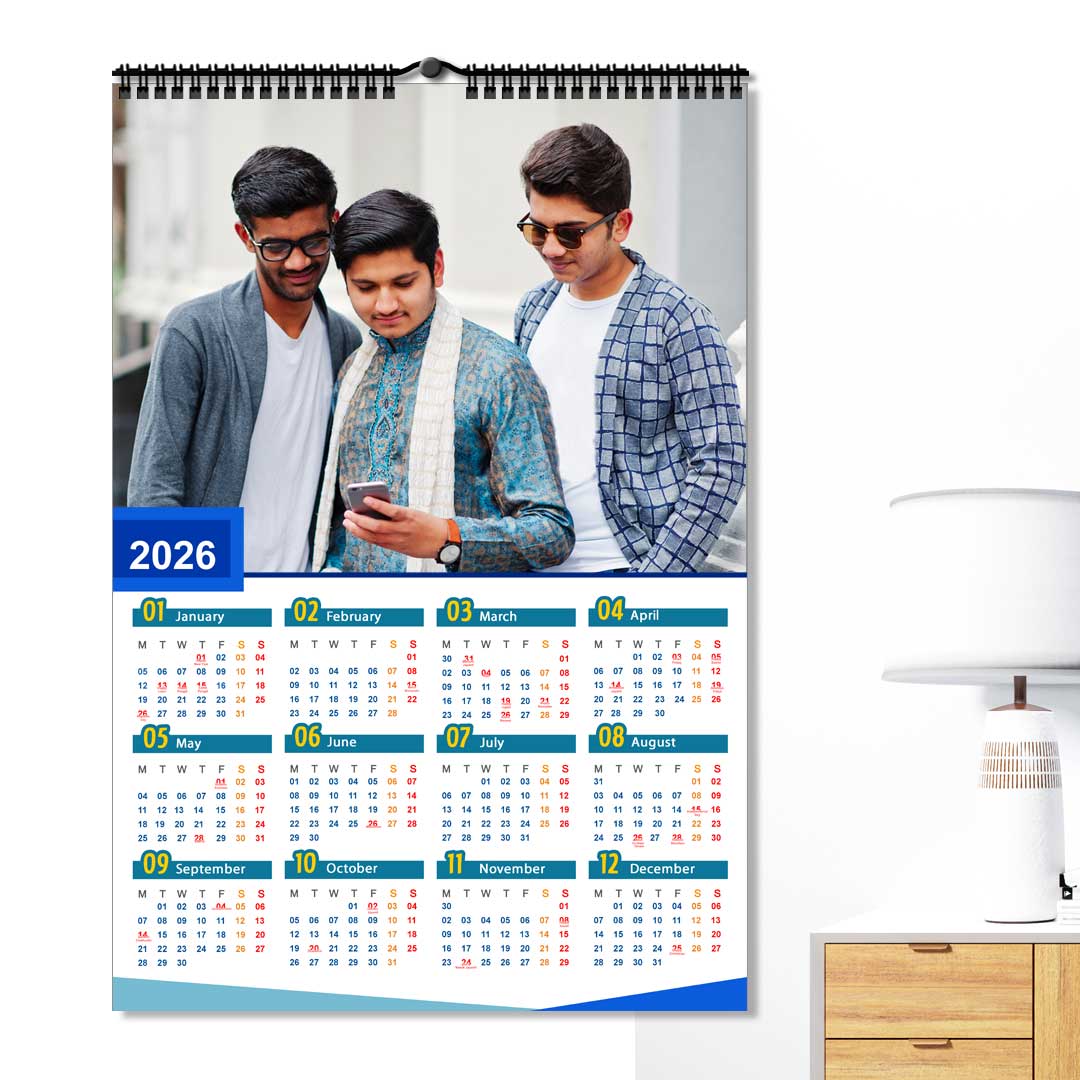 2026 Personalized Poster Calendar | Photo Calendar | 13×19 Inches Design 01-Spiral