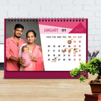 Alternative view of 2027 Personalized Desktop Calendar | Table top Photo Calendar | 9 x 6 Inches Horizontal Design 03