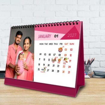 2027 Personalized Desktop Calendar | Table top Photo Calendar | 9 x 6 Inches Horizontal Design 03