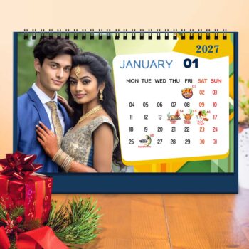 Alternative view of 2027 Personalized Desktop Calendar | Table top Photo Calendar | 9 x 6 Inches Horizontal Design 05
