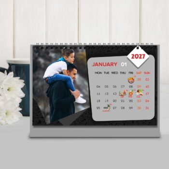 Alternative view of 2027 Personalized Desktop Calendar | Table top Photo Calendar | 9 x 6 Inches Horizontal Design 06