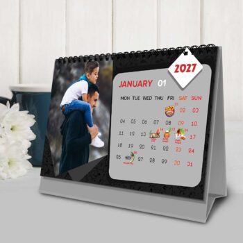 2027 Personalized Desktop Calendar | Table top Photo Calendar | 9 x 6 Inches Horizontal Design 06