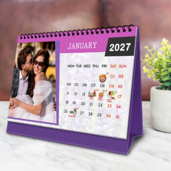 2027 Personalized Desktop Calendar | Table top Photo Calendar | 9 x 6 Inches Horizontal Design 07