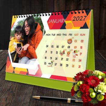 2027 Personalized Desktop Calendar | Table top Photo Calendar | 9 x 6 Inches Horizontal Design 08