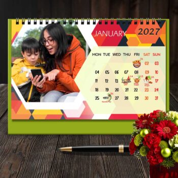 Alternative view of 2027 Personalized Desktop Calendar | Table top Photo Calendar | 9 x 6 Inches Horizontal Design 08