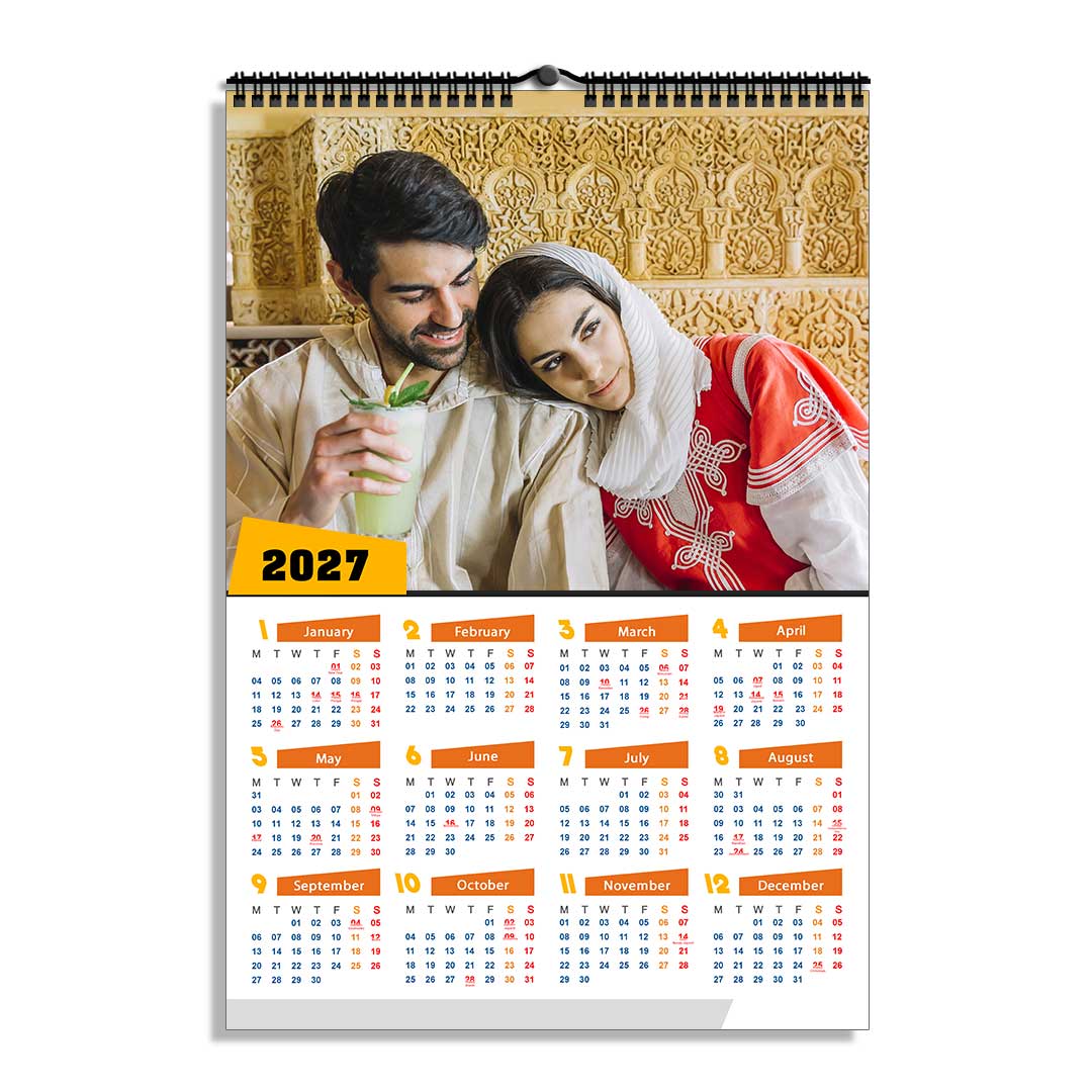 2027 Personalized Poster Calendar | Photo Calendar | 13×19 Inches Design 03-Spiral