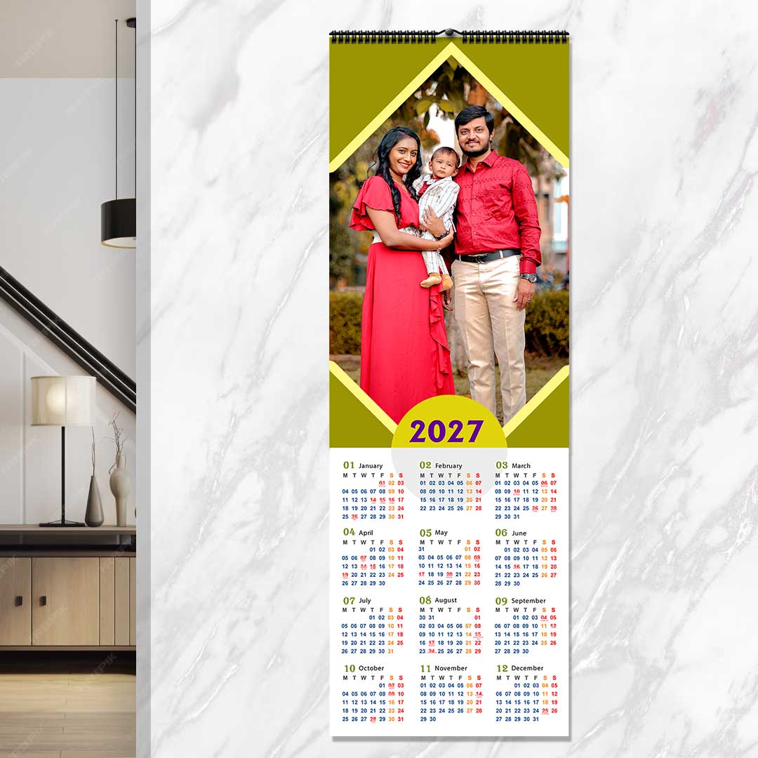 2027 Personalized Poster Calendar | Photo Calendar | 13×38 Inches Design 03-Spiral