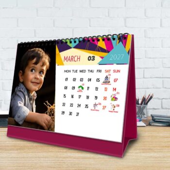 2027 Personalized Desktop Calendar | Table top Photo Calendar | 9 x 6 Inches Horizontal Design 03 - Image 5
