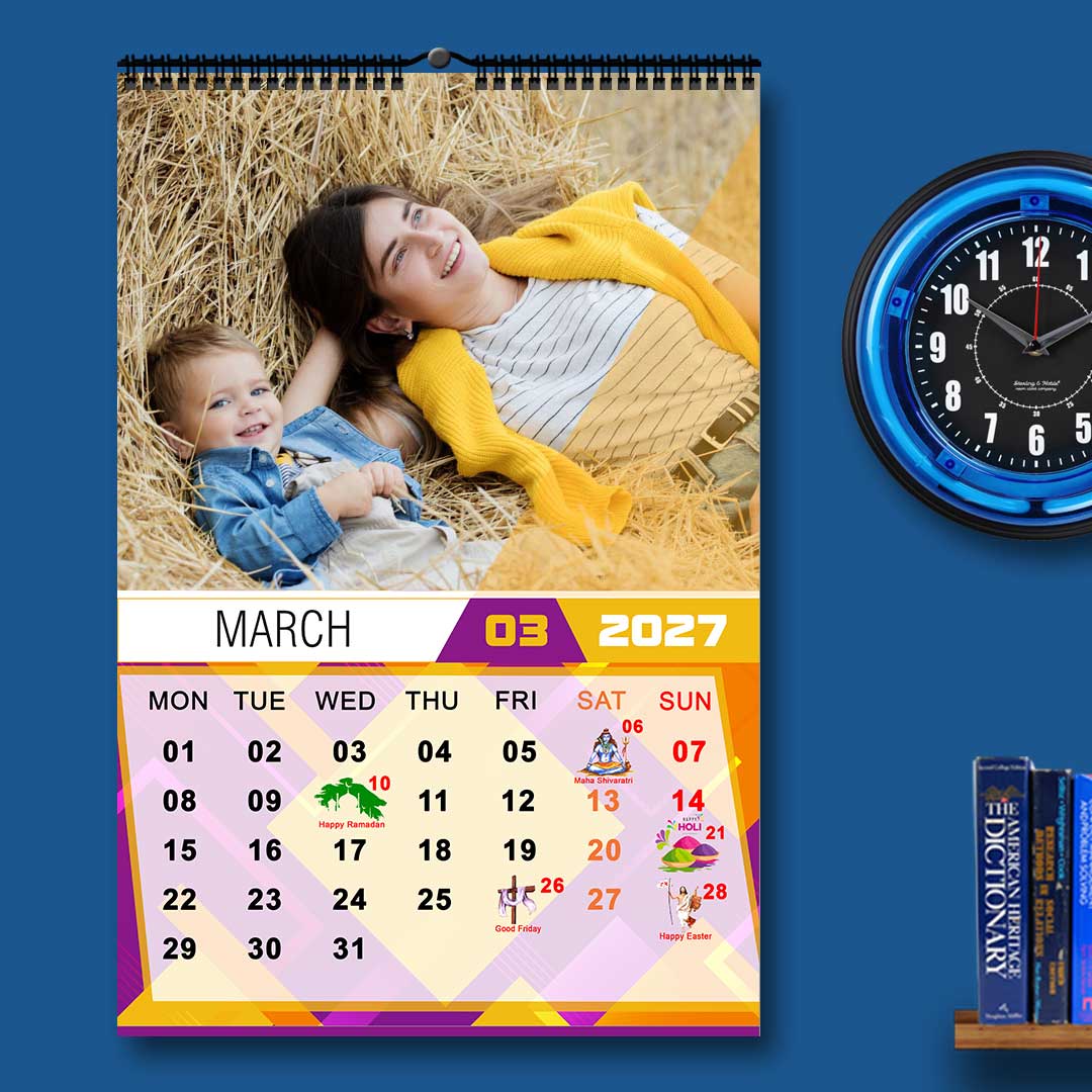 2027 Personalized Wall Calendar | 12 Pages Photo Calendar | 12×18 Inch Design 7 - Image 4