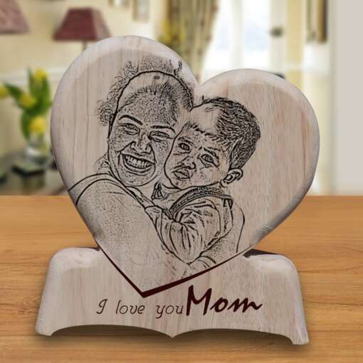 Personalized Wooden Engraving Photo Frame & Plaques Heart Design 10 1