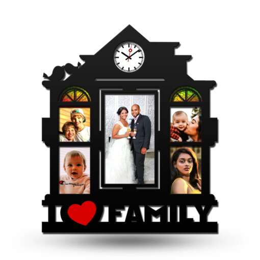 Personalized Family Love Collage Photo Frame With Clock 1