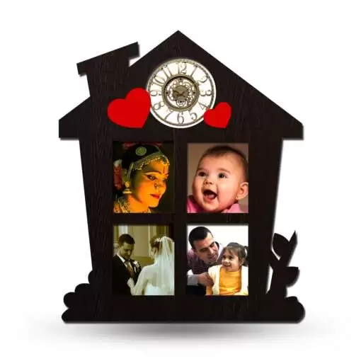 Personalized Home Designed Collage Photo Frame With Clock 1