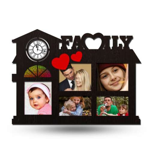 Personalized Family Collage Photo Frame With Clock 1
