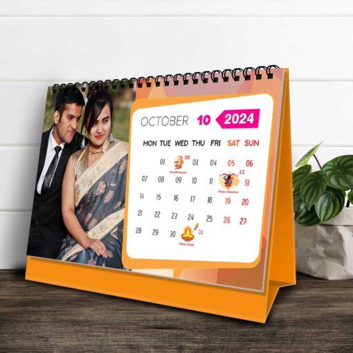 2024 Personalized Desktop Calendar | Table top Photo Calendar | 9 x 6 Inches Horizontal Design 10 12