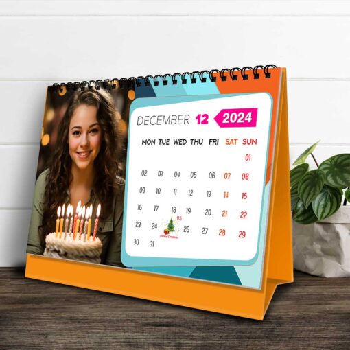 2024 Personalized Desktop Calendar | Table top Photo Calendar | 9 x 6 Inches Horizontal Design 10 14