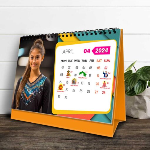 2024 Personalized Desktop Calendar | Table top Photo Calendar | 9 x 6 Inches Horizontal Design 10 6