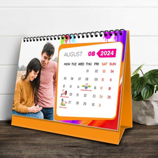 2024 Personalized Desktop Calendar | Table top Photo Calendar | 9 x 6 Inches Horizontal Design 10 10
