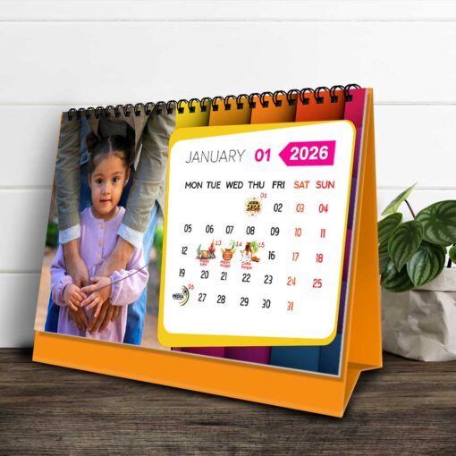 2026 Personalized Desktop Calendar | Table top Photo Calendar | 9 x 6 Inches Horizontal Design 10