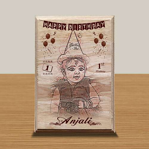 Personalized Wooden Photo Art Frame | Wooden Gifts | Happy Birthday Design 7 1