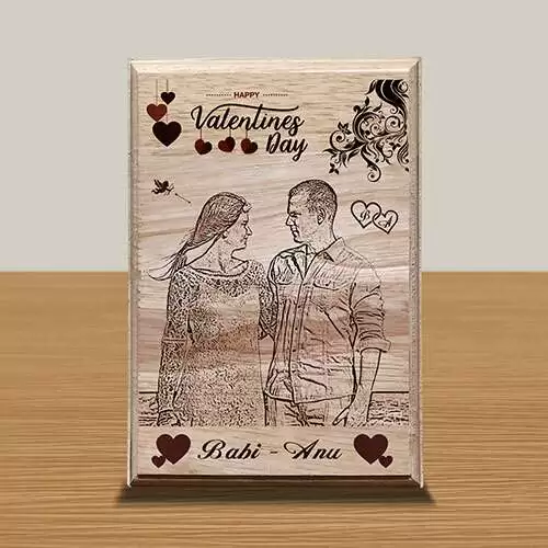 Personalized Wooden Photo Art Frame | Wooden Gifts | Happy Valentine's Day Design 10 1
