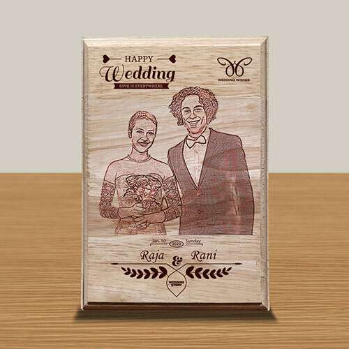 Personalized Wooden Photo Art Frame | Wooden Gifts | Happy Wedding day Design 11 1