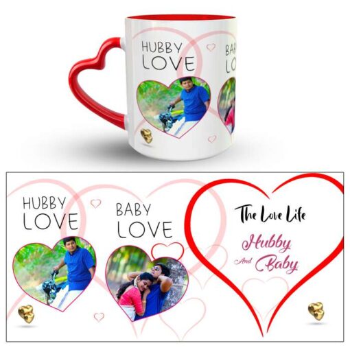 Couple combo gifts | Heart Pillow | Red Heart Handle Mug Pack Of 3 2